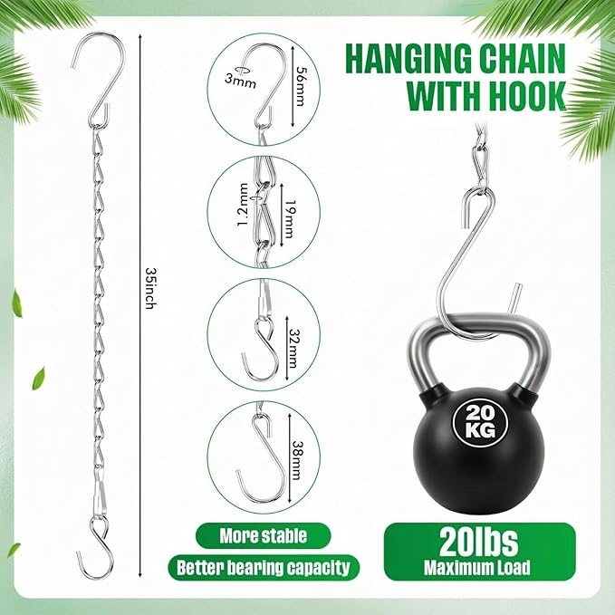 Outus 4 Pack 35 Inch White Hanging Chain for Bird Feeders, Planters, Lanterns, Wind Chimes, Decorative Ornaments and Birdbaths Basket Extender Chain Outdoor Indoor
