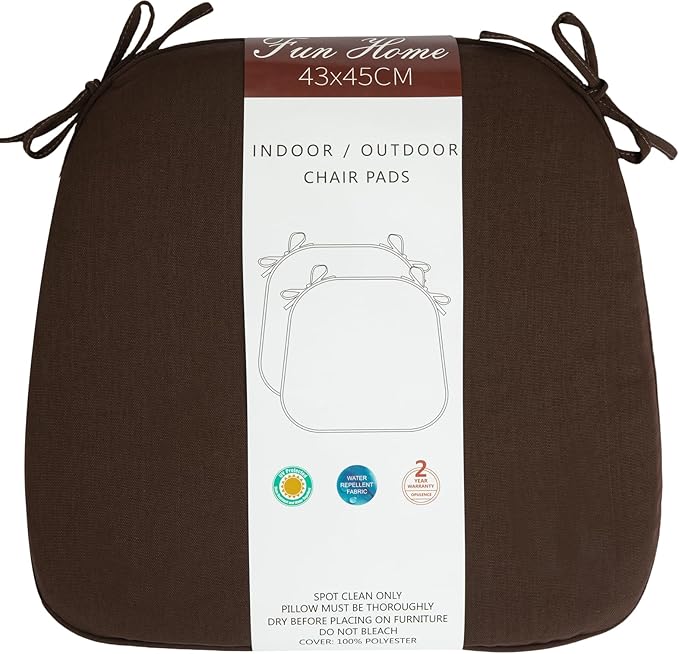 Outdoor Chair Cushions Set of 2,Patio Seat Cushion 17"x16"x2",U-Shaped Dining Chair Cushion 17 by 16 Inch,Water Resistant,Fade-Resistant Chair Pads for Kitchen Garden Furniture(Chocolate Brown)