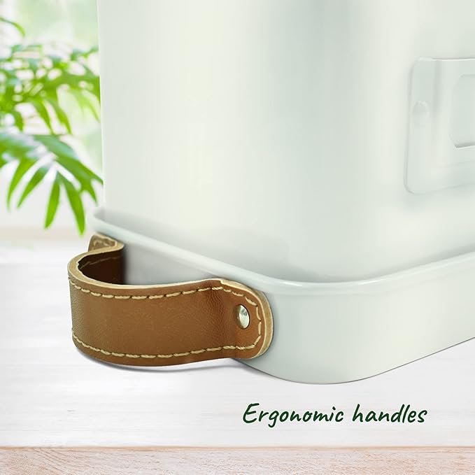 volila Herb Planter Indoor - Set of 3 Warmstone Indoor Herb Garden Pots for Plants with Leather Handled Tray - Window Sill Plant Shelf - Herb Pots with Drainage Holes and Labels