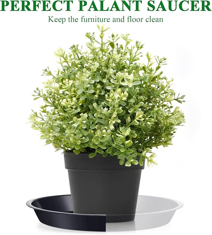 Sawysine 30 Pack Plastic Plant Saucer Round Drip Trays Black Flower Pot Saucers Thick Plant Dish Sturdy Water Tray Heavy Drainage Potted Container for Indoor Outdoor Garden (10 Inches)