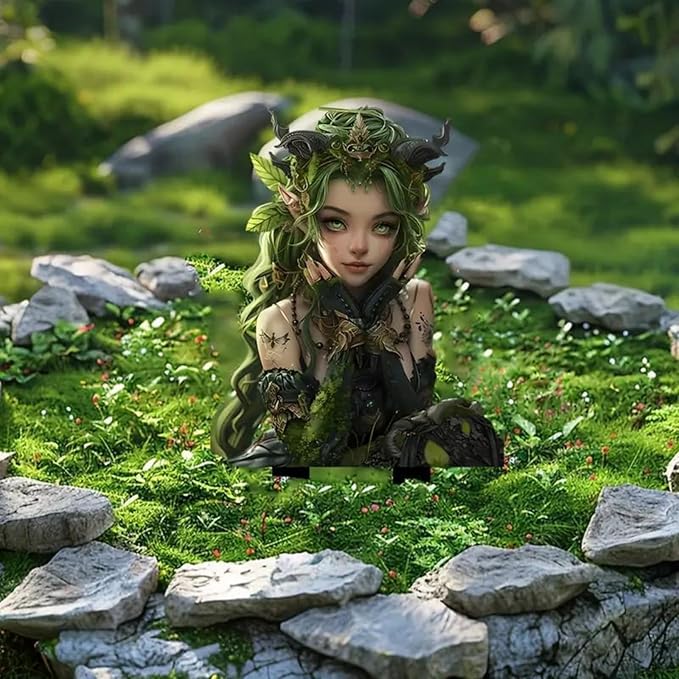 Bohemian Fairy Flower Pot Decor, Fairy Garden Decor, Home & Garden (Green Elf)