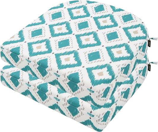 idee-home Outdoor Chair Cushions Set of 2, Thick 17" x 17" x 3" Outdoor Seat Cushions Patio Furniture Waterproof with Ties, Dining Pads