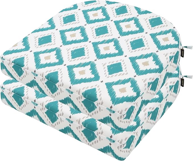 idee-home Outdoor Chair Cushions Set of 2, Thick 19" x 19" x 3" Outdoor Seat Cushions Patio Furniture Waterproof with Ties, Dining Pads