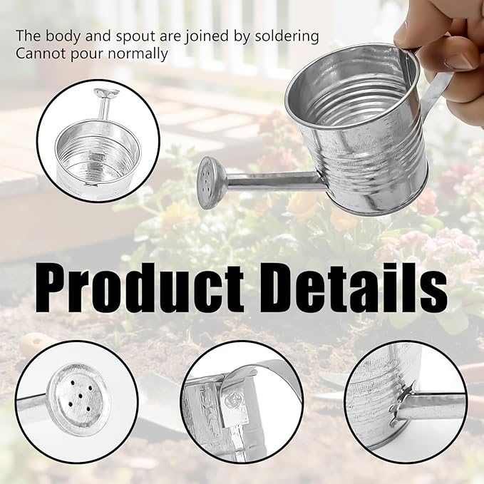 6-Pack Mini Watering Can Galvanized Metal Watering Cans - Tiny Rustic Watering Pots for Kids Crafts, DIY Projects, Indoor Outdoor Plants, Home Garden Decor & Party Favors
