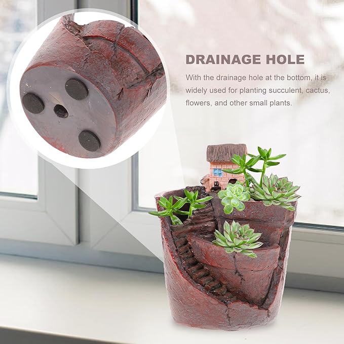 BESPORTBLE Fairy Garden Pots and Planters, Funny Succulent Plant Pot with Drainage Hole Tiny Creative Flowerpot for Indoor Plants/Succulent/Cactus, 4.68 * 3.5inch