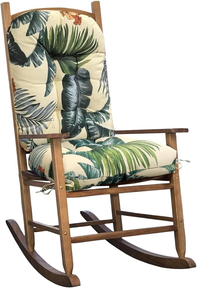 Patio Chair Cushions Tufted Seat Pad Waterproof Patio Furniture Cushions Indoor Outdoor Floral Dining Chair Pads Beige Green