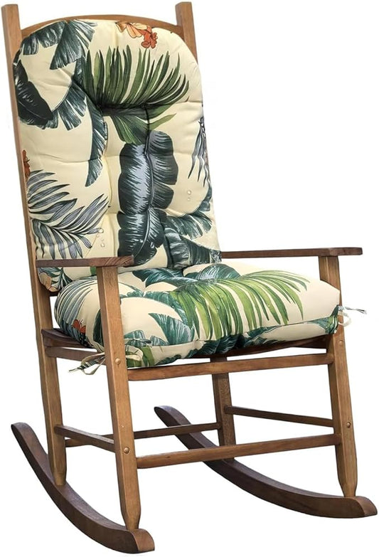 Patio Chair Cushions Tufted Seat Pad Waterproof Patio Furniture Cushions Indoor Outdoor Floral Dining Chair Pads Beige Green