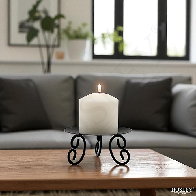 Hosley Set of 2 Pillar or LED Candle Holder 5 inch Diameter Gift for Farmhouse Weddings or can be Used for Aromatherapy and Spa O5