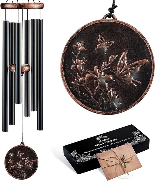 Wind Chimes for Outside, Vintage Butterfly Deep Tone Wind Chime Outdoor Clearance, Patio Porch Balcony Decoration, Garden Decor Birthday Gifts for Women Mom Grandma (34" Butterfly)