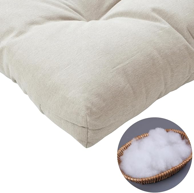 FUNHOME Outdoor Bench Cushion 45 x18 inch with Non-Slip Grips,Water Resistant Porch Swing Cushion,Bench Pillow Pads,Tufted Cushions for Patio Garden Furniture,45" Seat Cushions(Light Brown)