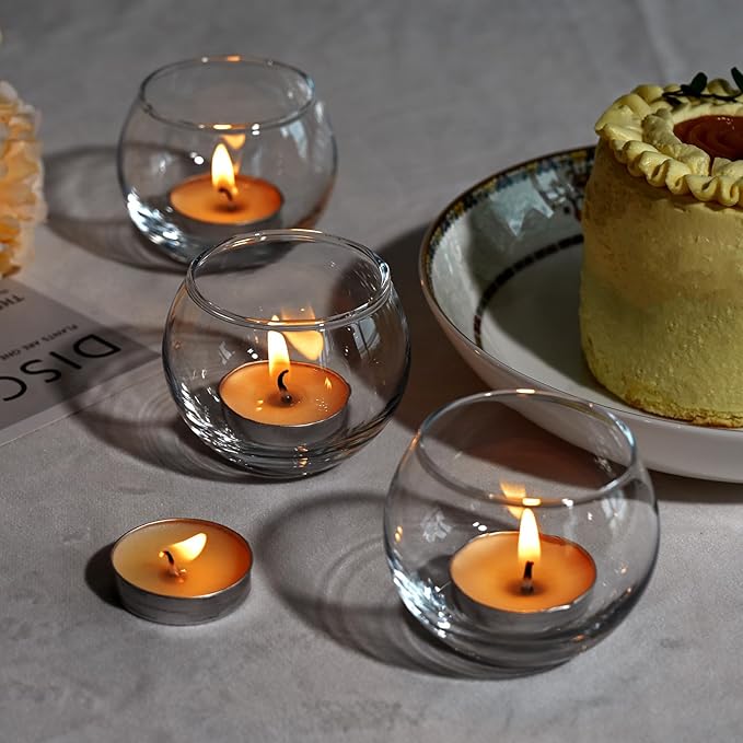 Candle Holder, Glass Candle Holder, Transparent Votive Candle Holders, Can be Used for Engagement, Wedding, Party, Gift Giving and Other Occasions Set of 6