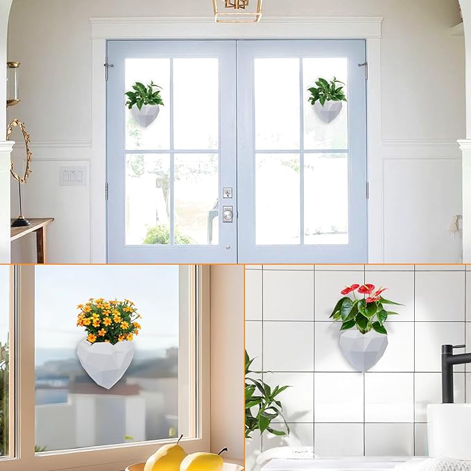 Heart Self Watering Planter | Indoor Wall Planters for Indoor Plants | Vertical Succulent Wall Planters | Create A Wall Garden Without Drilling | Valentine's Day Gift (White)