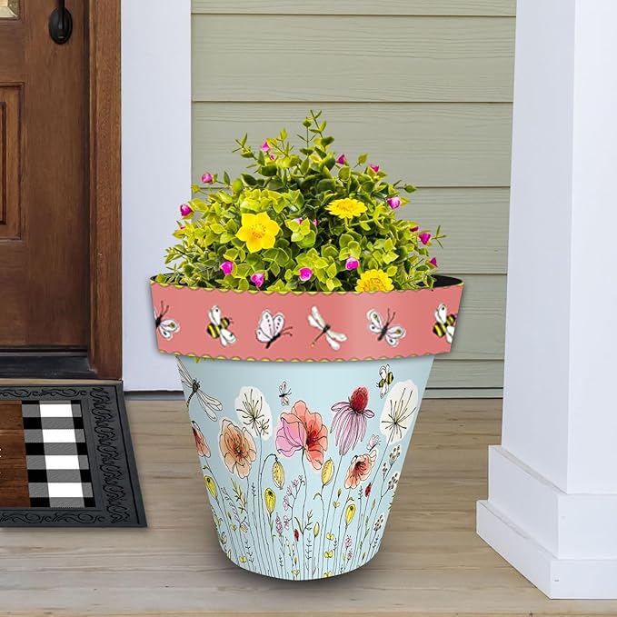 Briarwood Lane Spring Planter 14" x 15" x 15" Wildflowers Large for Spring Planter