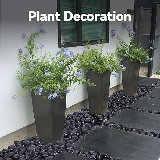 20 lbs Black Stones for Plants Indoor, 2-3 Inch Decorative River Rocks for Plants, Flower Pots, Vase, Polished Garden Stones for Outdoor Landscaping, Walkways, Yard