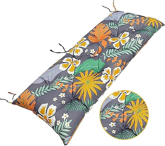 Indoor Outdoor Bench Cushion 40 x 20 Inch Waterproof Patio Furniture Cushions Garden Sofa Settee Couch Swing Pads with Adjustable Straps, Printed Swing Bench Cushion, Grey Orange
