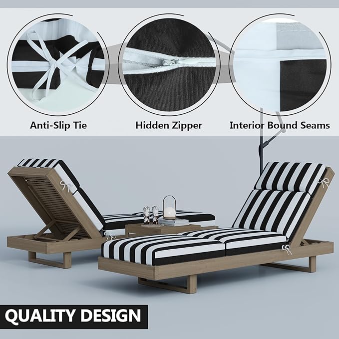 Chaise Lounge Cushions Outdoor, 72 x 21 x 4 Inch Lounge Chair Cushions for Outdoor Furniture - Waterproof Lounge Patio Replacement Cushion, 4In Fade-Resistant ThickPatio Chaise Lounge Cushion