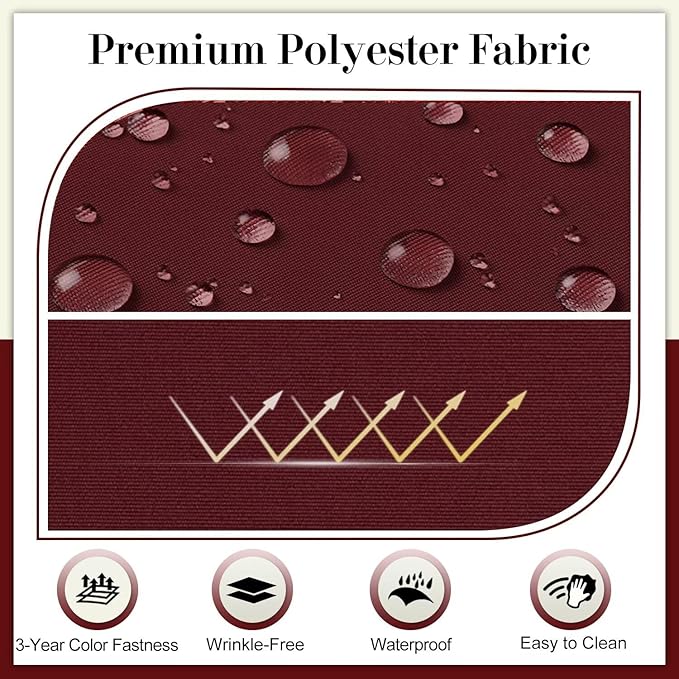 Cozyide Outdoor Chair Cushions, Waterproof Patio Seat Cushions with Adjustable Straps, Round Corner Patio Chair Cushions for Garden, Burgundy, 17x16x2 Inch (Pack of 2)