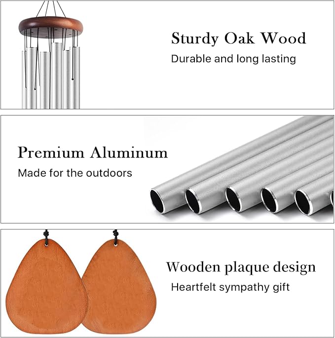 37 Inch Large Aluminum Wind Chimes Outdoor Zen Wind Chimes for Garden, Patio, Yard Decoration Classic Design with Wind Catc her Unisex Gift Idea for Birthday, Housewarming