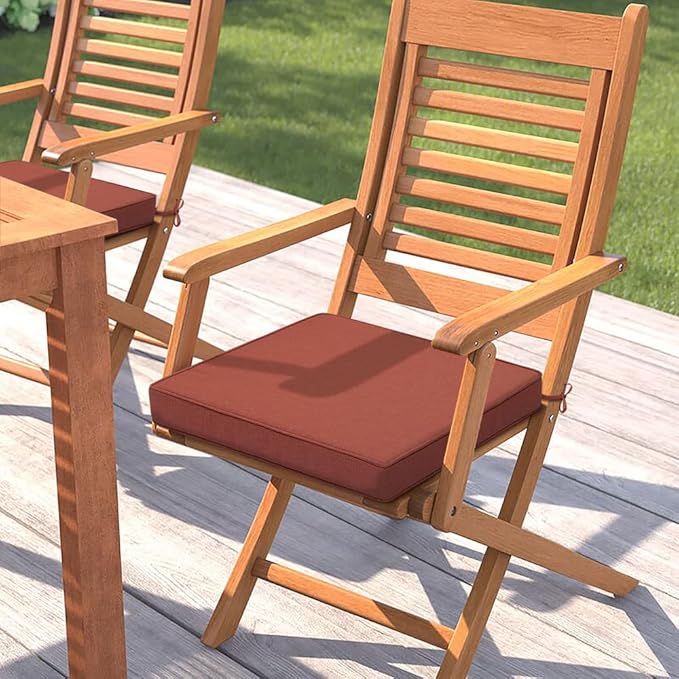 Magpie Fabrics Indoor Outdoor Waterproof Square Chair Cushion, 18" x 18" x 2.5", 2 Pack, Water Resistant Seat Cushions, for Patio Garden Office, Coral