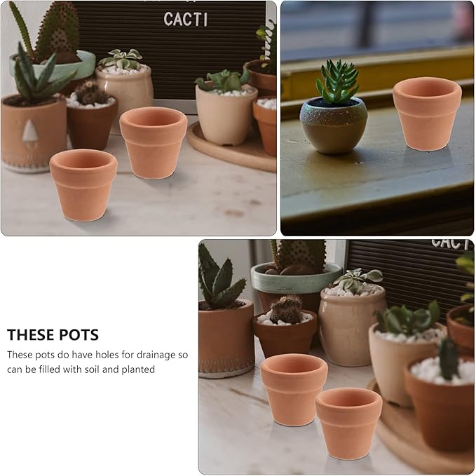 HANABASS 30pcs Terracotta Pots Drainage Mini Clay Cactus and for Crafts Wedding Favors and Home Decor