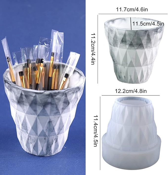 Barrel Shaped Concrete Flower Pot Silicone Mold Succulent Plants Cement Plaster Clay Mold Candle Pen Holder Mold Epoxy Resin Plaster Cement Clay Mould