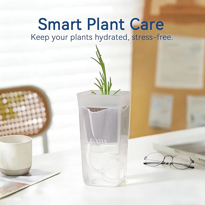 16 Pack 2" Mini Self Watering Pots for Indoor Plants, Small Clear Deep Square Plastic Planters,Self Watering Planters Garden Flower Pots for fluval Stratum,alocasia Live Plant