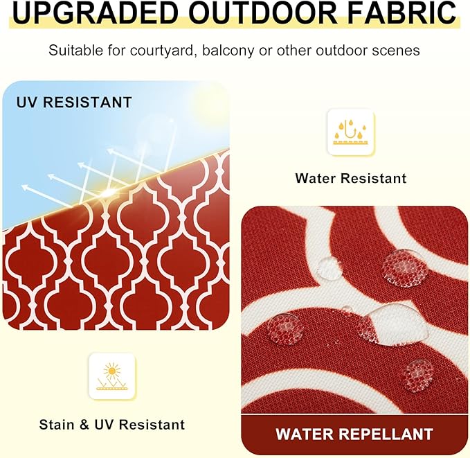 downluxe Outdoor Chair Cushions Set of 4 for Patio Furniture, Water-Resistant Patio Chair Cushions with Ties, High Density Foam Outdoor Seat Cushion, 17" X 16" X 2", Red Gourd