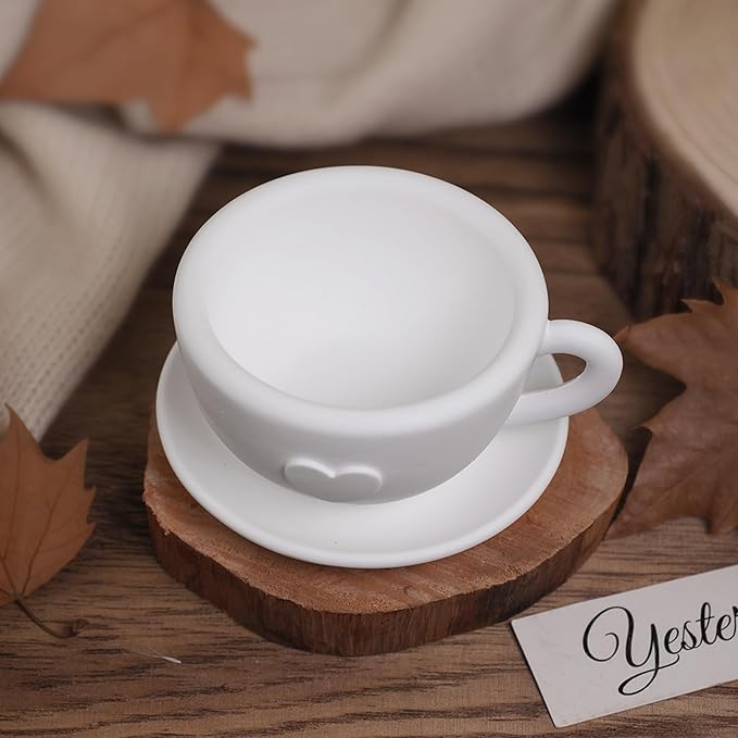 Wehous Tea Cup and Saucer Shape Silicone Mold Set, Creative Resin Container Storage Jar Coaster Tray, Jewelry Trinket Holder Epoxy Resin Concrete Mold for Table Home Decoration
