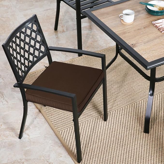 Outdoor Chair Cushions 18x18 Inch,Set of 2,Water Resistant Chair Pads with Ties,Square Seat Cushion 18"x18"x2.5",Patio Chair Cushion for Garden,Backyard Furniture(Chocolate Brown)
