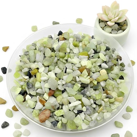 3/8 Inch Polished Decorative Pebbles, River Rocks for Indoor Plants, Planters, Vases, Aquarium Gravel & Landscaping, Jade, 3LB