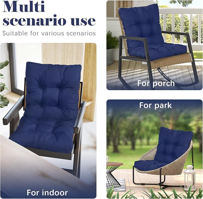 Outdoor Chair Cushions Waterproof Floral Low Back 41.7 * 20.8 * 3",Tufted Thick Patio Outdoor Wicker Chair Seat Cushion Clearance with Ties for Garden Furniture