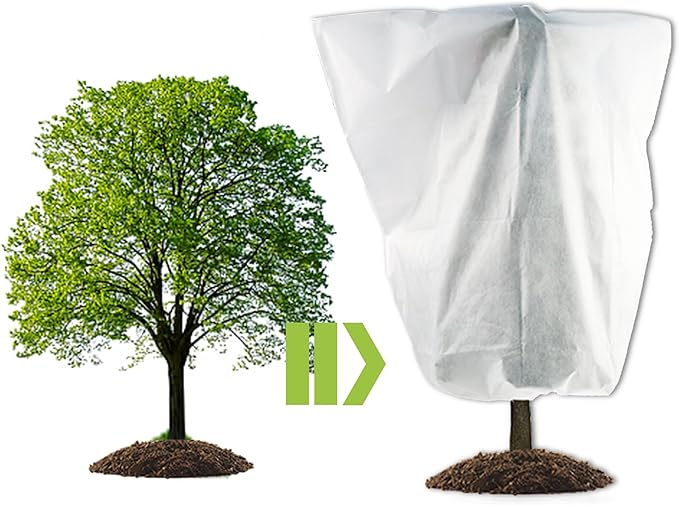 3 Packs Plant Cover, 7 Ft x 6 Ft Frost Winter Protection Tree Wrap Bag, Cold Weather Protection Cloth Cover Outdoor for Growing Season Extension and Freezing Protection