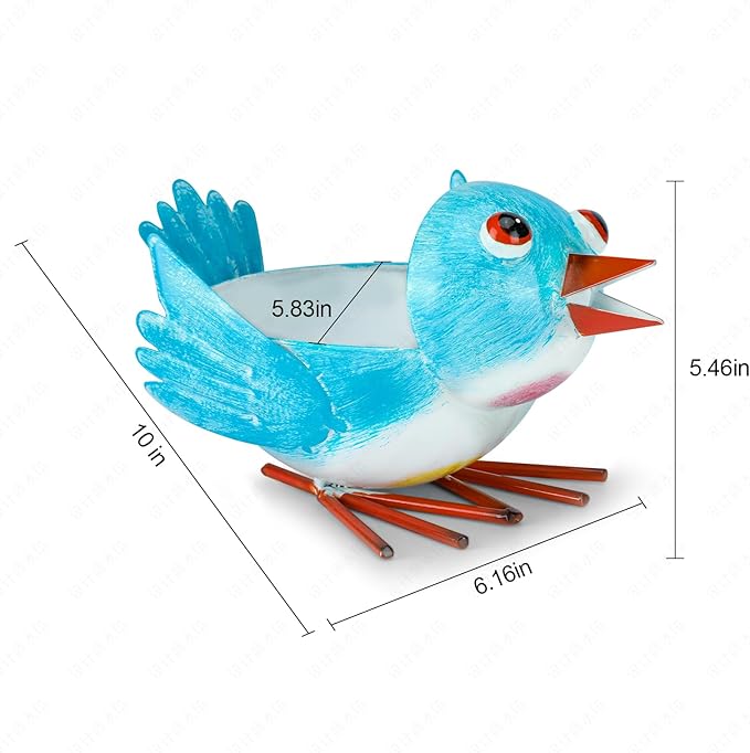Metal Cute Bird Planter,Fun Garden Flower Succulent Pot Indoor Outdoor Decor .Unique Animal Planter Flower Pots Gift Ideas for Mother and Teacher