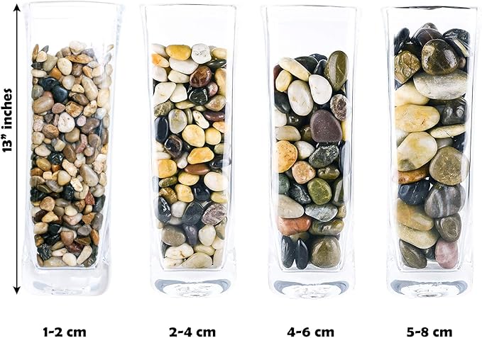 5 lbs Approx. 130 River Rocks Stones for Plants Pebbles for Indoor Plants | Aquarium Fish Tank Rocks | Polished Decorative Rocks for Vases (0.8-1.6 Inches)
