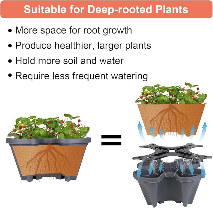 GameXcel Vertical Planter Tower- 7 Tier Stackable Garden Planter with Wheels and Tool Set – Grow Strawberries Herbs Flowers and Vegetables - Indoor Outdoor Use Dark Gray
