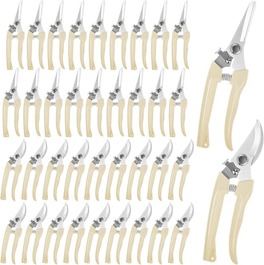 Amylove 24 Pcs Garden Flower Shears Pruning Scissors Valentine Heavy Duty Plant Scissor Garden Clippers Hand Bypass Pruner for Gardening Plants Hedge Tree Cutting Miniature Bonsai Modeling(Beige)