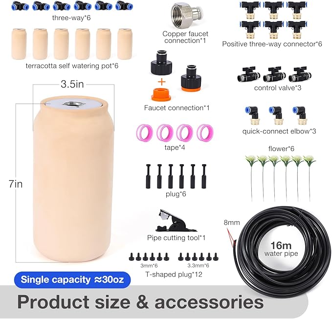 6pcs 3.5x3.5x7in Automatic Drip Irrigation Kits Garden Irrigation System Ollas Watering System for Your Garden 30 oz Plant Watering Devices for Garden Drip Plant Watering Stakes for Pots