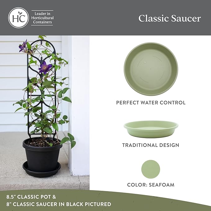 The HC Companies Flower Pot Saucers - Plastic Plant Saucer for Outdoors & Indoors - Traditional Design Plant Pot Trays for Water Drainage - Durable & Stylish Round Plant Tray (17.5-inch Seafoam)