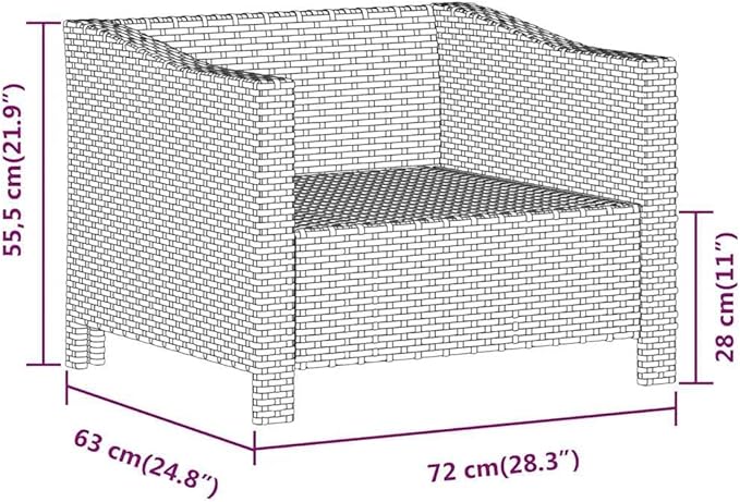Garden Armchair Grey Poly Rattan Medium Lightweight Garden Seating Ensemble Outdoor Conversation Set Outdoor Patio Set for Deck Pond