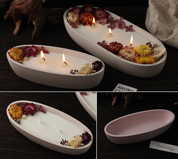 Wehous Silicone Mold Oval Bowl Resin Candle Boat Jar Epoxy Resin Storage Tray Container DIY Succulent Planter Cement Art Craft Jewelry Trinket Candy Holder Decor