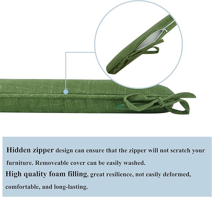 FUNHOME 17"x16"x2" Outdoor Chair Cushions Set of 4, Water Resistant Patio Chair Pads with Ties, Seat Cushions for Home Garden Furniture Decoration-Moss Green