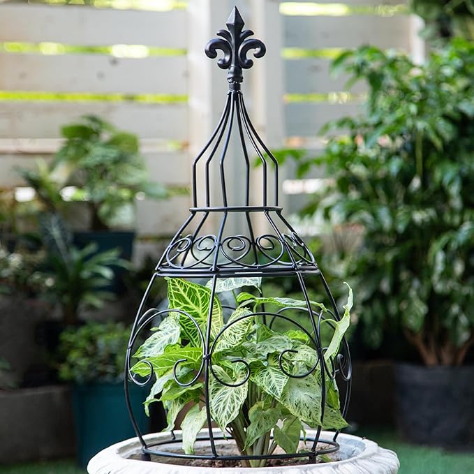 29-Inch Garden Trellis Obelisk - Durable Metal Support for Indoor & Outdoor Climbing Plants, Perfect for Vertical Gardening & Potted Plants, Stylish Design for Home and Garden
