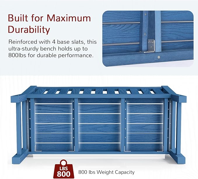 Stoog Outdoor Chairs & Bench Set, All-Weather Patio Furniture Set, Include 2 Patio Chairs and 1 Bench, Blue