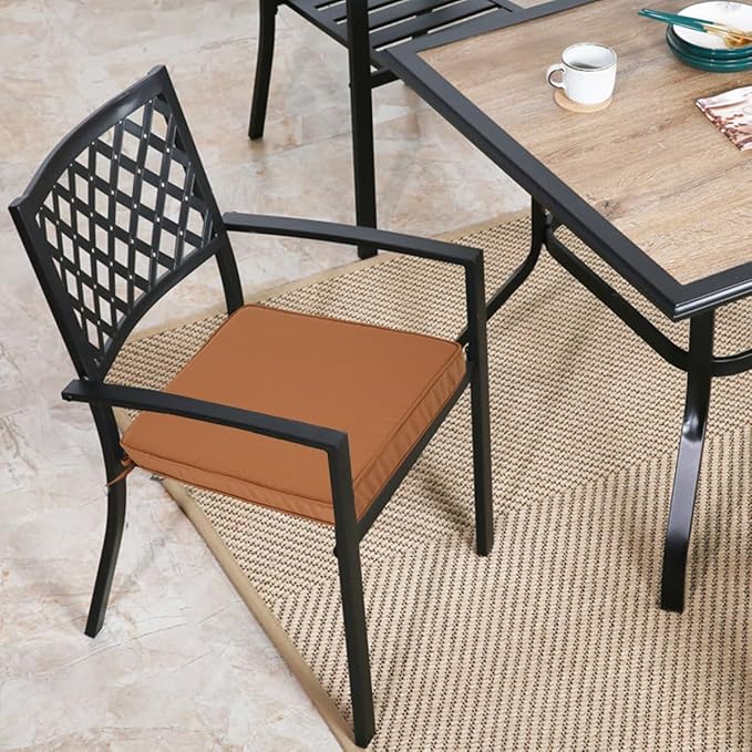 FUNHOME Outdoor Chair Cushions 18x18 Inch,Set of 2,Water Resistant Chair Pads with Ties,Square Seat Cushion 18"x18"x2.5",Patio Chair Cushion for Garden,Backyard Furniture(Caramel Orange)
