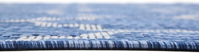 Unique Loom Outdoor Trellis Collection Area Rug (7' 1" x 10' Rectangle, Navy Blue/ Ivory)
