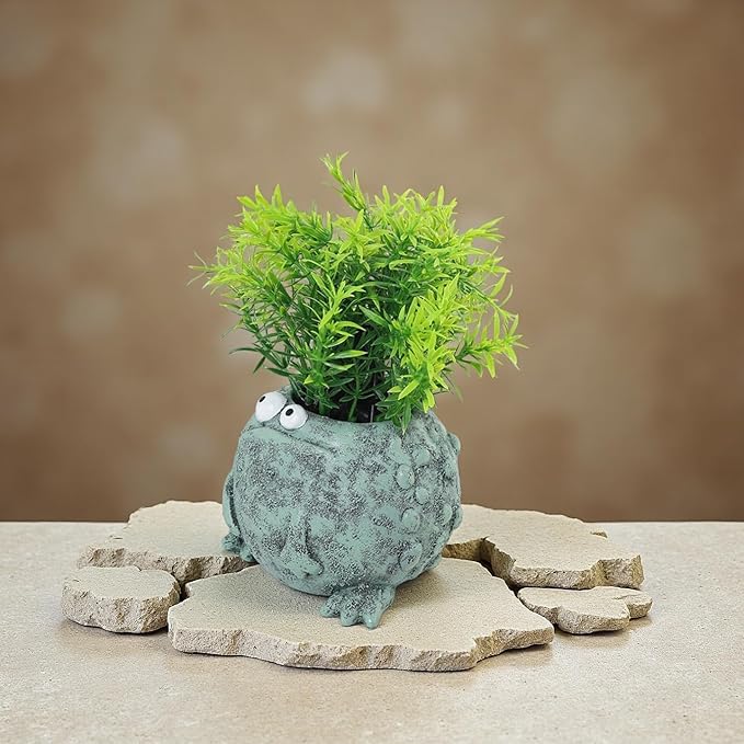 Big and Small Eye Frog Planter - Fun Succulent Planter for Indoor and Outdoor Tabletop Decorations, Wacky Frogs, Christmas/Birthday Fun Gift. (Frog B)