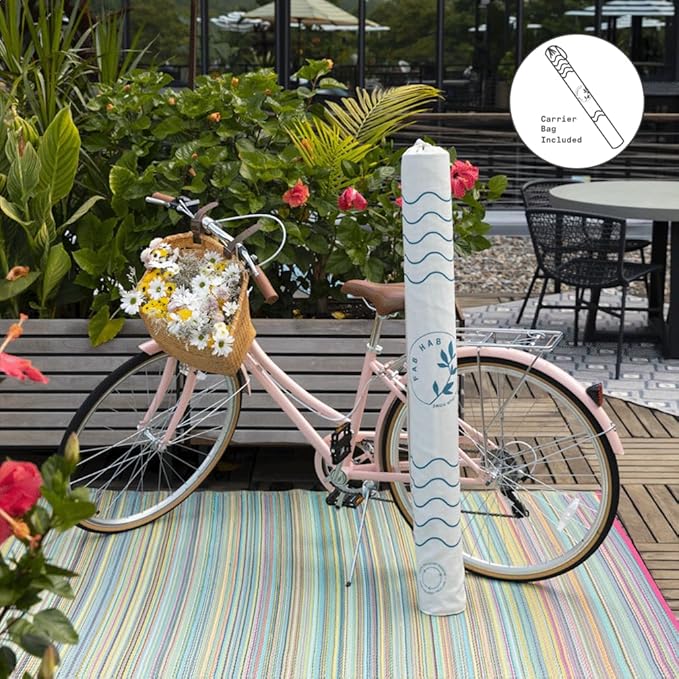Fab Habitat Ombre Outdoor Rug - Waterproof, Fade Resistant, Crease-Free - Premium Recycled Plastic - Striped - Patio, Porch, Deck, Balcony - Big Sur - Green - 4 x 6 ft