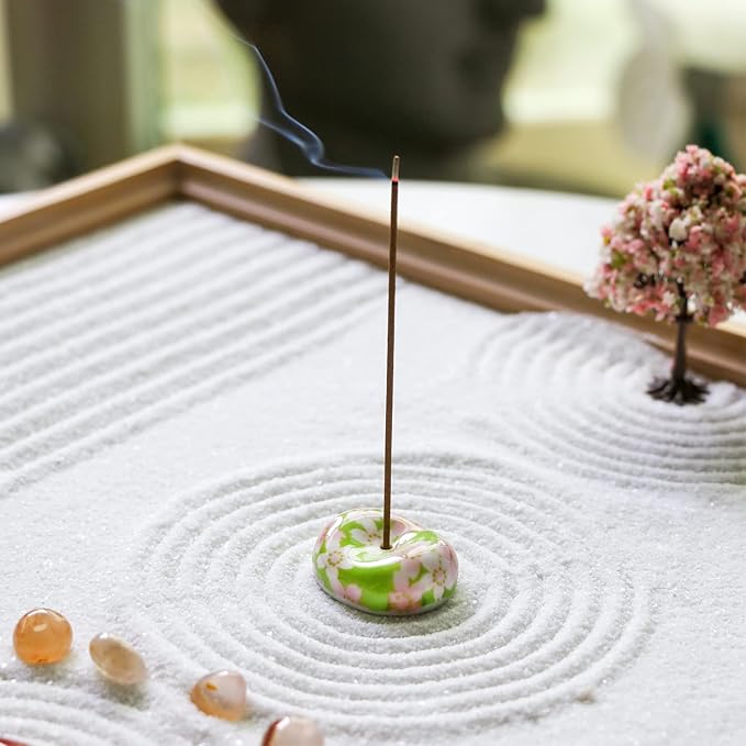 Zen Garden Rake Tool Accessories - Japanese Sand Zen Bamboo Rakes Tools Set, Office Relaxation Gifts with Healing Stones Zen Garden Decor for Man Woman Father Mother Birthday Gifts