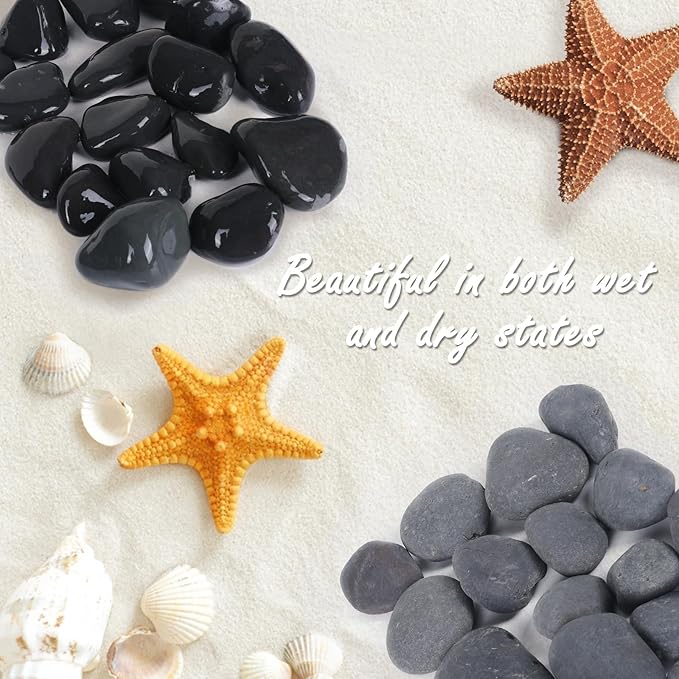 20LB Stones Pebbles River Rocks, 100% Natural Hand-Picked Premium Decorative Pebbles, Ideal for Garden Landscaping, Home Decor, Aquariums, Painting, Crafting and Gifts (Black, 20 Pounds)