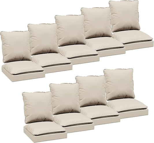 Joyside Outdoor Chair Cushions Set, 24x24 Inch Smile Patio Furniture Cushions, 6’’ Thick, Double-Layer, Water Resistant & Fade Resistant, Outdoor Replacement Cushions for Seat and Sofa